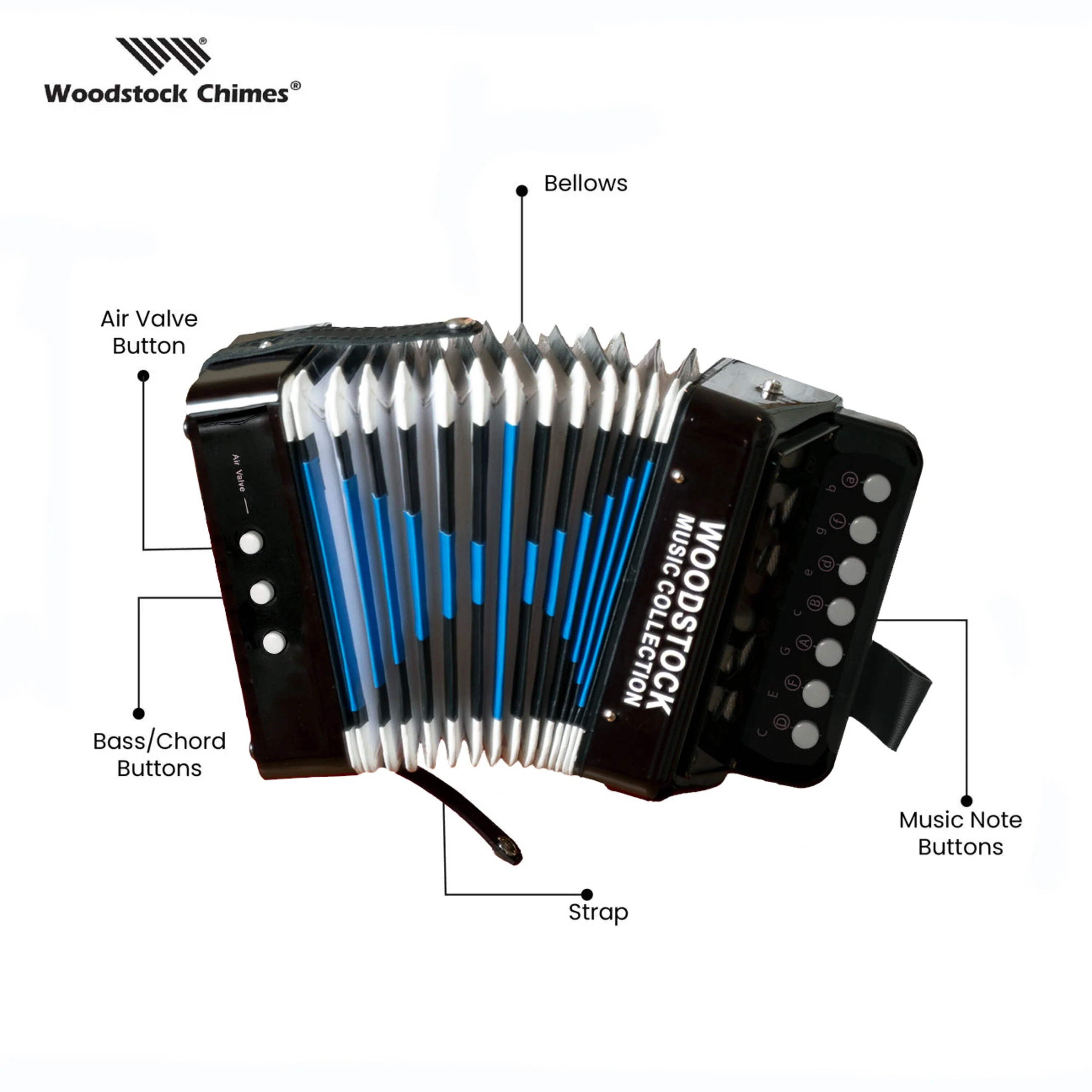Woodstock Kid's Accordion - Black - Image 7